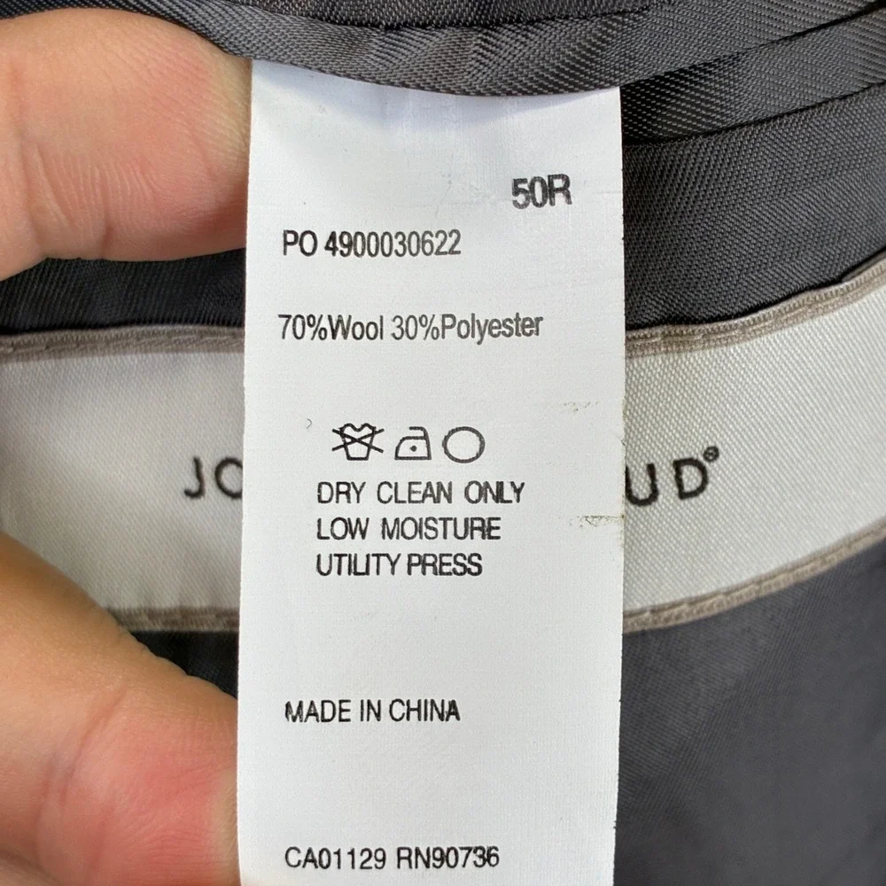 Joseph Abboud 2 Piece Wool Suit Mens 50R 44W Gray Two Button Blazer Pants NWT